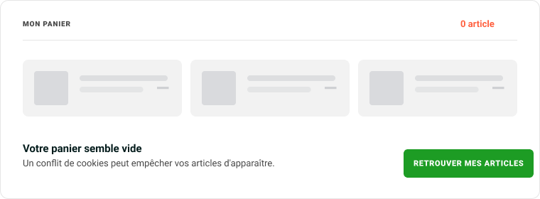 Panier qui semble vide à cause d'un conflit de cookies sur le site Autoportée Discount